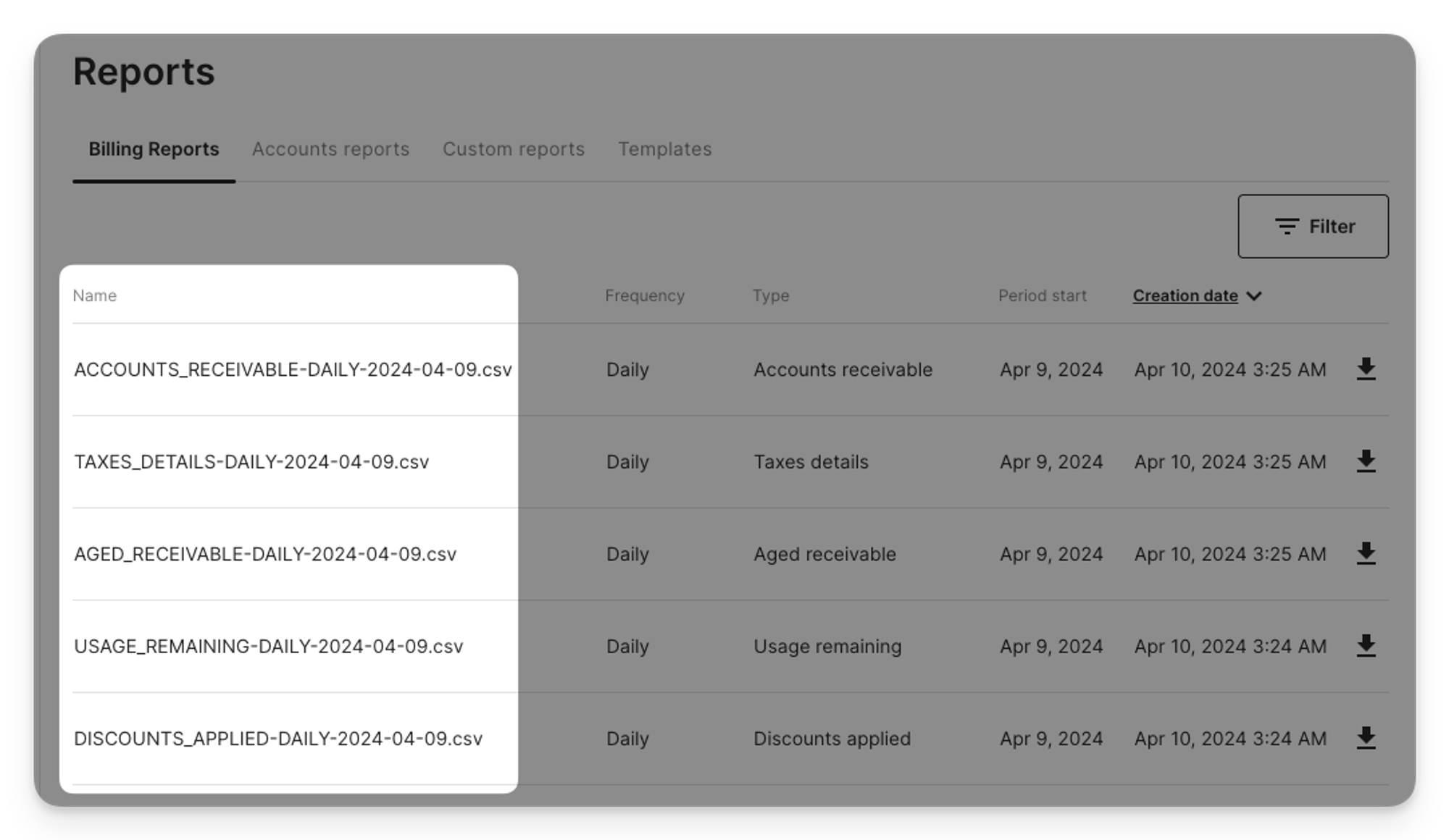 Billing reports - name column.png