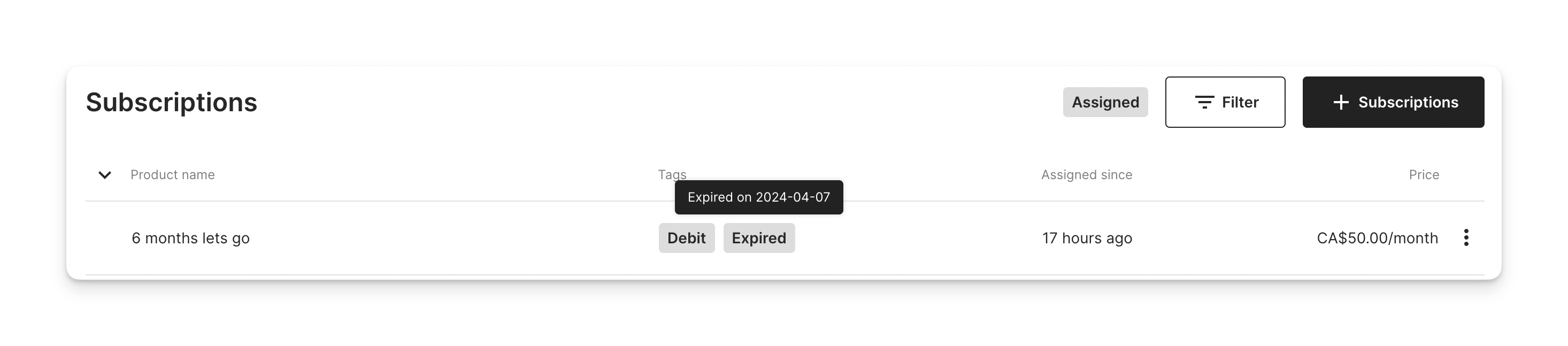 Subscription expired