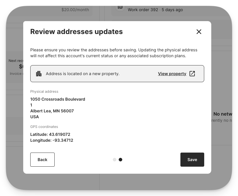 Confirmation of linked property after address update