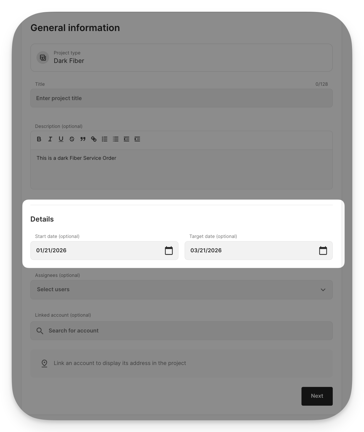 Have the date automatically input when creating a project with selected type.png